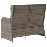 Panchina da giardino con cuscino Grigio e Blu Navy polyrattan