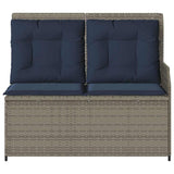 Panchina da giardino con cuscino Grigio e Blu Navy polyrattan