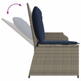 Panchina da giardino con cuscino Grigio e Blu Navy polyrattan