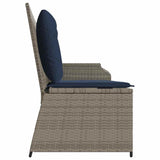 Panchina da giardino con cuscino Grigio e Blu Navy polyrattan