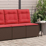 Divano da giardino con cuscino Marrone e Rosso polyrattan