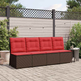 Divano da giardino con cuscino Marrone e Rosso polyrattan