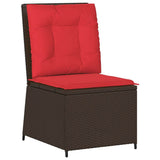 Divano da giardino con cuscino Marrone e Rosso polyrattan