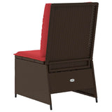 Divano da giardino con cuscino Marrone e Rosso polyrattan