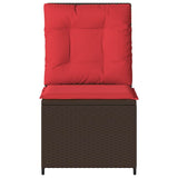 Divano da giardino con cuscino Marrone e Rosso polyrattan