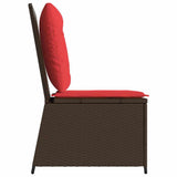 Divano da giardino con cuscino Marrone e Rosso polyrattan