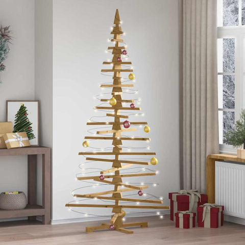 Albero di Natale in legno Marrone 210 cm Legno di pino massello