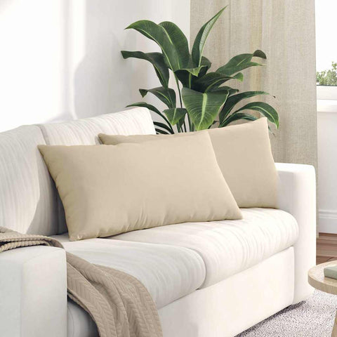 Cuscini da Divano 2 pcs Crema 80 x 40 cm Tessuto