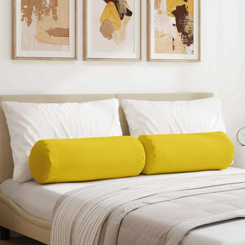 Cuscini a rullo 2 pcs Giallo Chiaro  25 x 70 cm Tessuto