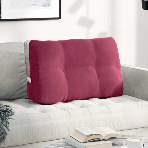 Cuscino per Schiena Rosso Vino 80 x 24 x 50 cm Velluto