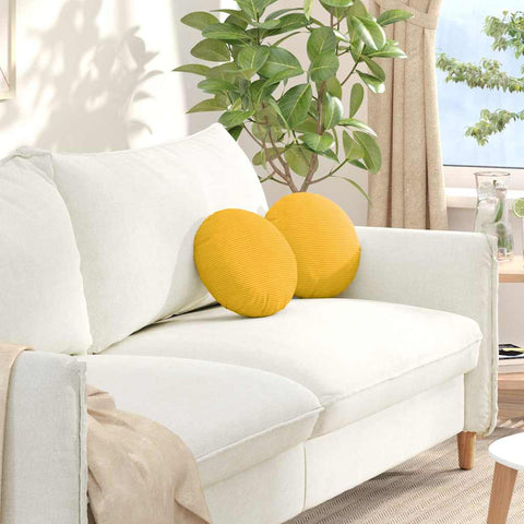 Cuscini per Seduta 2 pcs Giallo Chiaro  30 cm Tessuto in Cords