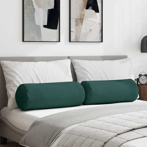 Cuscini a rullo 2 pcs Verde Scuro  25 x 70 cm Tessuto