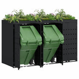 Contenitore per Rifiuti per 3 Bidoni Nero 204 x 77,5 x 121,5 cm