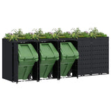 Contenitore per Rifiuti per 5 Bidoni Nero 340 x 77,5 x 121,5 cm