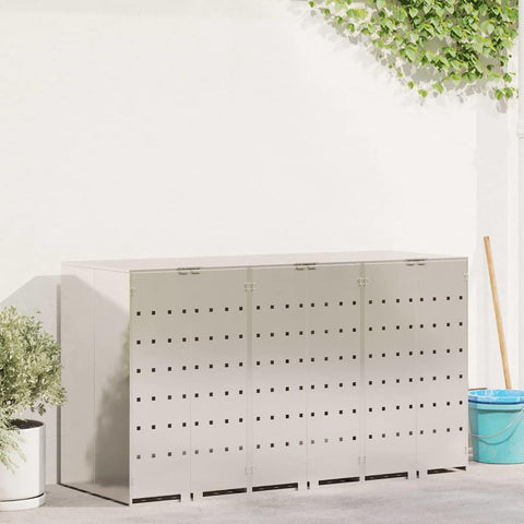 Contenitore per Rifiuti per 3 Bidoni Argento