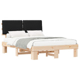 Letto con Testiera Rivestita Nero 150 x 200 cm Pino massello