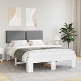 Letto con Testiera Rivestita Grigio chiaro 140 x 200 cm
