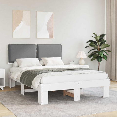 Letto con Testiera Rivestita Grigio chiaro 140 x 200 cm