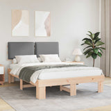 Letto con Testiera Rivestita Grigio chiaro 140 x 190 cm