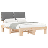 Letto con Testiera Rivestita Grigio chiaro 140 x 190 cm