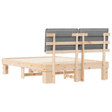 Letto con Testiera Rivestita Grigio chiaro 135 x 190 cm