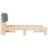 Letto con Testiera Rivestita Grigio chiaro 135 x 190 cm