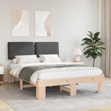 Letto con Testiera Rivestita Grigio scuro 135 x 190 cm