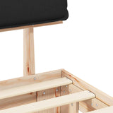 Letto con Testiera Rivestita Nero 135 x 190 cm Pino massello