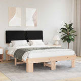 Letto con Testiera Rivestita Nero 135 x 190 cm Pino massello