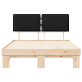 Letto con Testiera Rivestita Nero 135 x 190 cm Pino massello