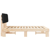 Letto con Testiera Rivestita Nero 135 x 190 cm Pino massello