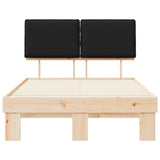 Letto con Testiera Rivestita Nero 120 x 190 cm Pino massello