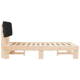 Letto con Testiera Rivestita Nero 120 x 190 cm Pino massello