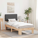 Letto con Testiera Rivestita Grigio scuro 90 x 200 cm