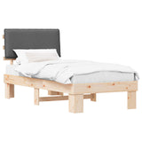 Letto con Testiera Rivestita Grigio scuro 90 x 200 cm