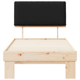 Letto con Testiera Rivestita Nero 90 x 200 cm Pino massello