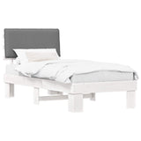 Letto con Testiera Rivestita Grigio chiaro 90 x 190 cm