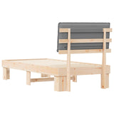 Letto con Testiera Rivestita Grigio chiaro 75 x 190 cm