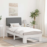 Letto con Testiera Rivestita Grigio chiaro 75 x 190 cm