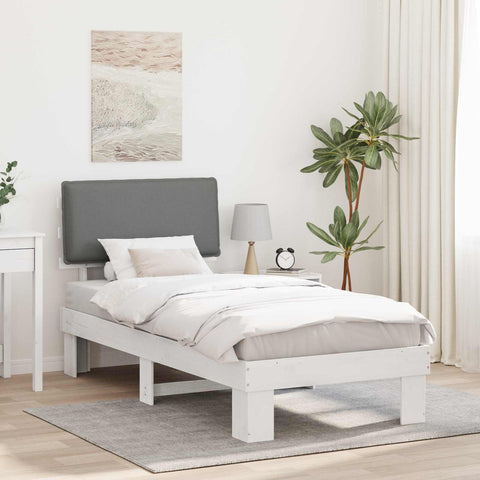 Letto con Testiera Rivestita Grigio chiaro 75 x 190 cm