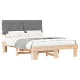 Letto con Testiera Rivestita Grigio chiaro 150 x 200 cm