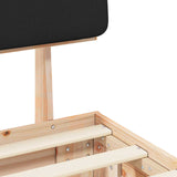 Letto con Testiera Rivestita Nero 140 x 200 cm Pino massello