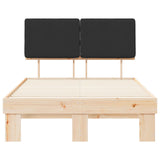 Letto con Testiera Rivestita Nero 120 x 200 cm Pino massello