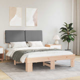 Letto con Testiera Rivestita Grigio chiaro 140 x 190 cm
