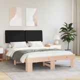 Letto con Testiera Rivestita Nero 140 x 190 cm Pino massello