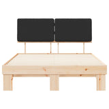 Letto con Testiera Rivestita Nero 140 x 190 cm Pino massello