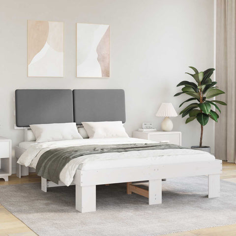 Letto con Testiera Rivestita Grigio chiaro 140 x 190 cm
