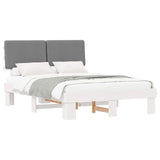 Letto con Testiera Rivestita Grigio chiaro 140 x 190 cm