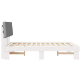 Letto con Testiera Rivestita Grigio chiaro 140 x 190 cm