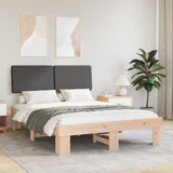 Letto con Testiera Rivestita Grigio scuro 135 x 190 cm